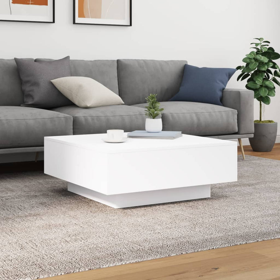 Salontafel Met Led-Verlichting 80 x 80 x 31 cm Wit
