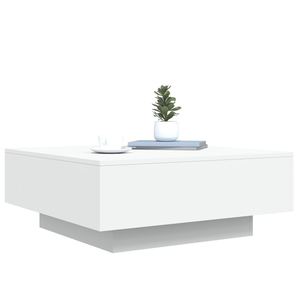 Salontafel Met Led-Verlichting 80 x 80 x 31 cm Wit