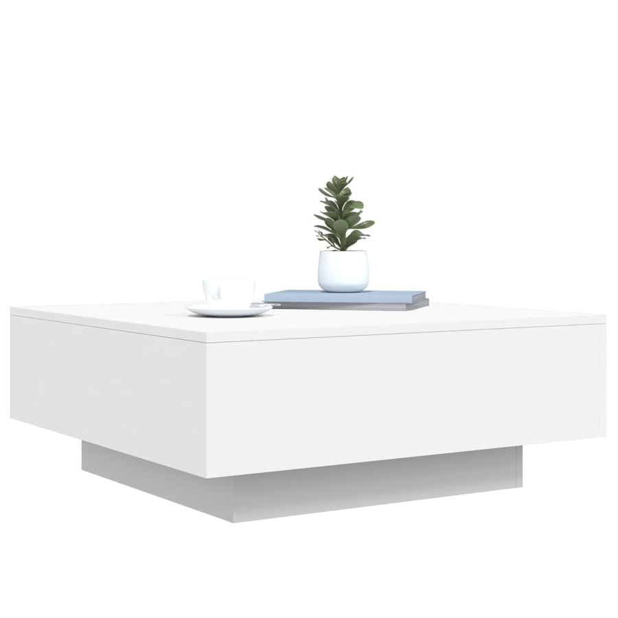 Salontafel Met Led-Verlichting 80 x 80 x 31 cm Wit