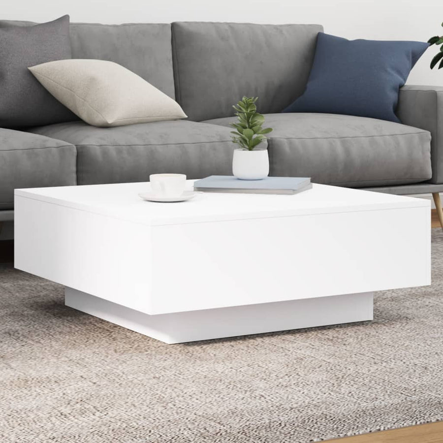 Salontafel Met Led-Verlichting 80 x 80 x 31 cm Wit