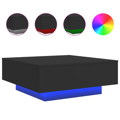 Salontafel Met Led-Verlichting Y 80 x 80 x 31 cm Zwart
