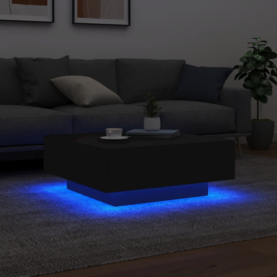 Salontafel Met Led-Verlichting Y 80 x 80 x 31 cm Zwart