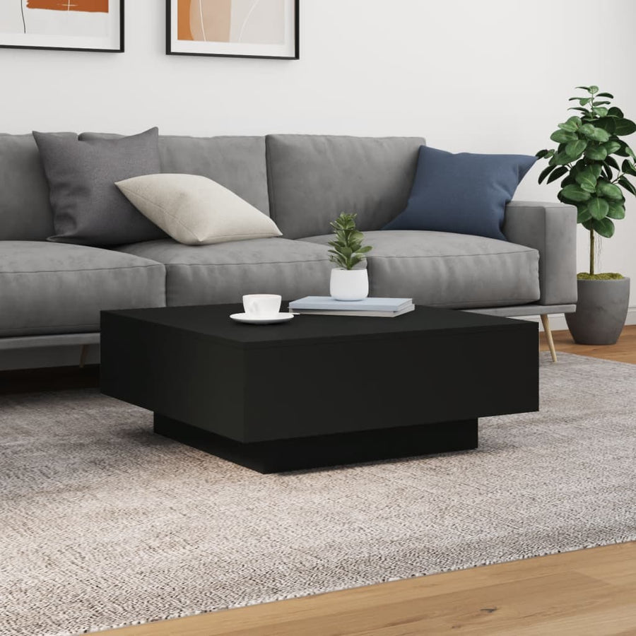 Salontafel Met Led-Verlichting Y 80 x 80 x 31 cm Zwart