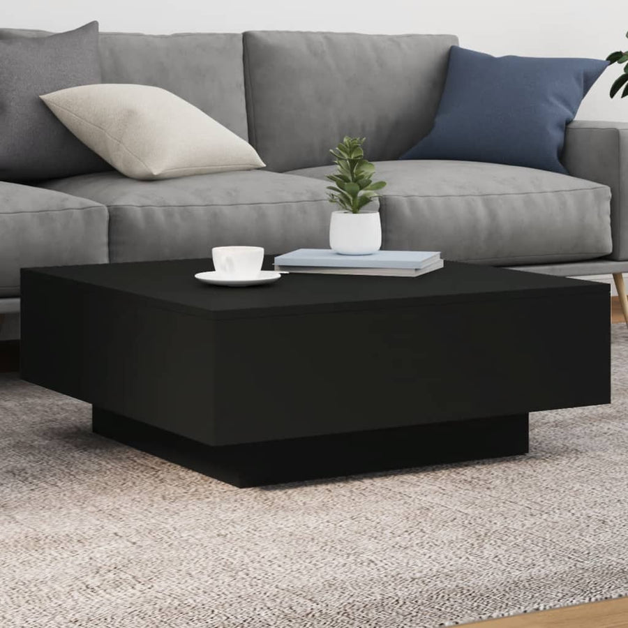 Salontafel Met Led-Verlichting Y 80 x 80 x 31 cm Zwart