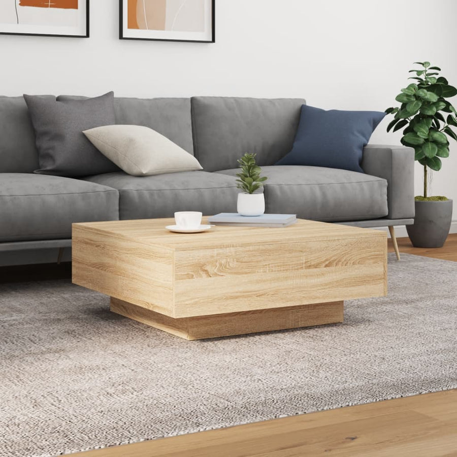 Salontafel Met Led-Verlichting Kleurig 80 x 80 x 31 cm Sonoma eiken