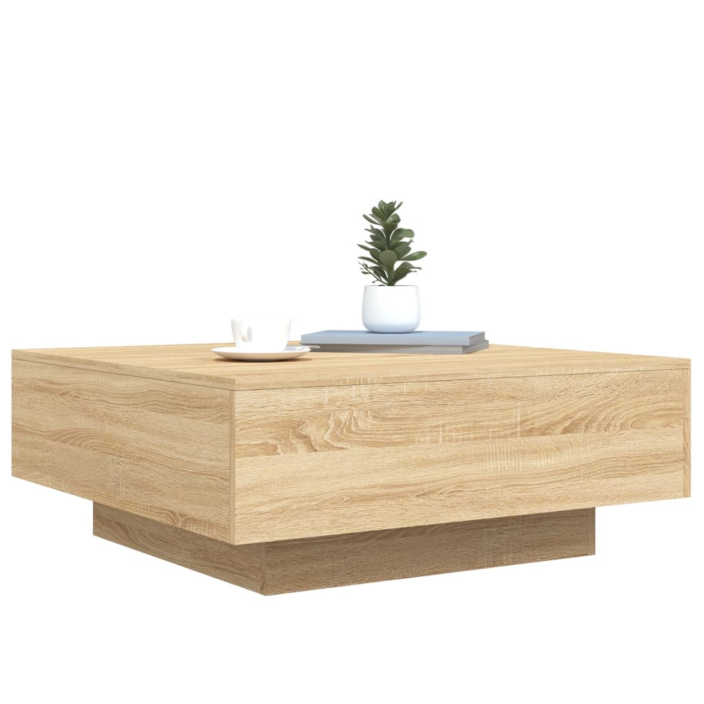 Salontafel Met Led-Verlichting Kleurig 80 x 80 x 31 cm Sonoma eiken
