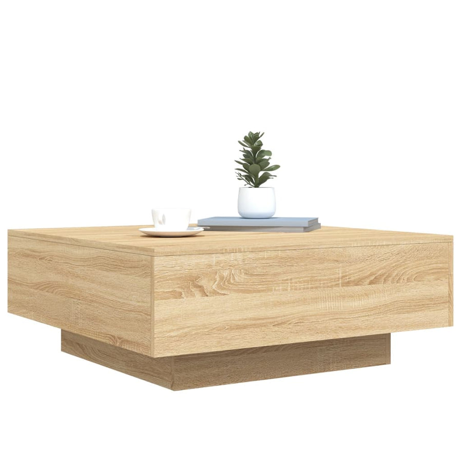 Salontafel Met Led-Verlichting Kleurig 80 x 80 x 31 cm Sonoma eiken