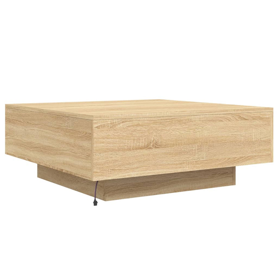 Salontafel Met Led-Verlichting Kleurig 80 x 80 x 31 cm Sonoma eiken