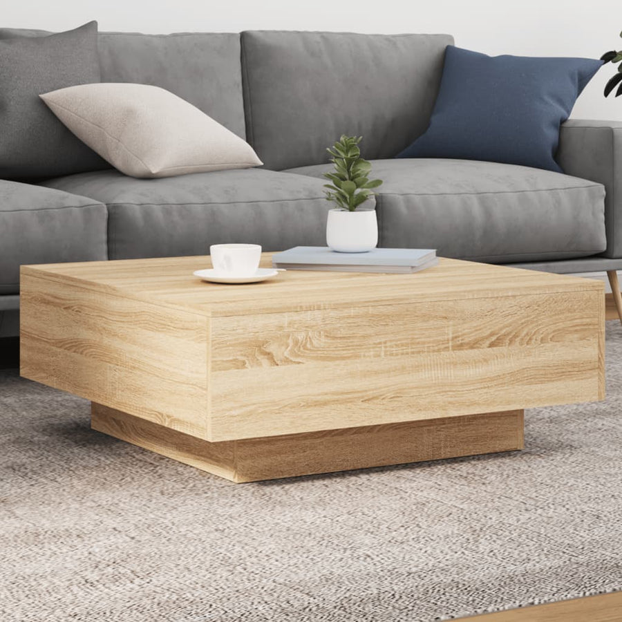 Salontafel Met Led-Verlichting Kleurig 80 x 80 x 31 cm Sonoma eiken