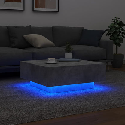 Salontafel Met Led-Verlichting 80 x 80 x 31 cm Betongrijs