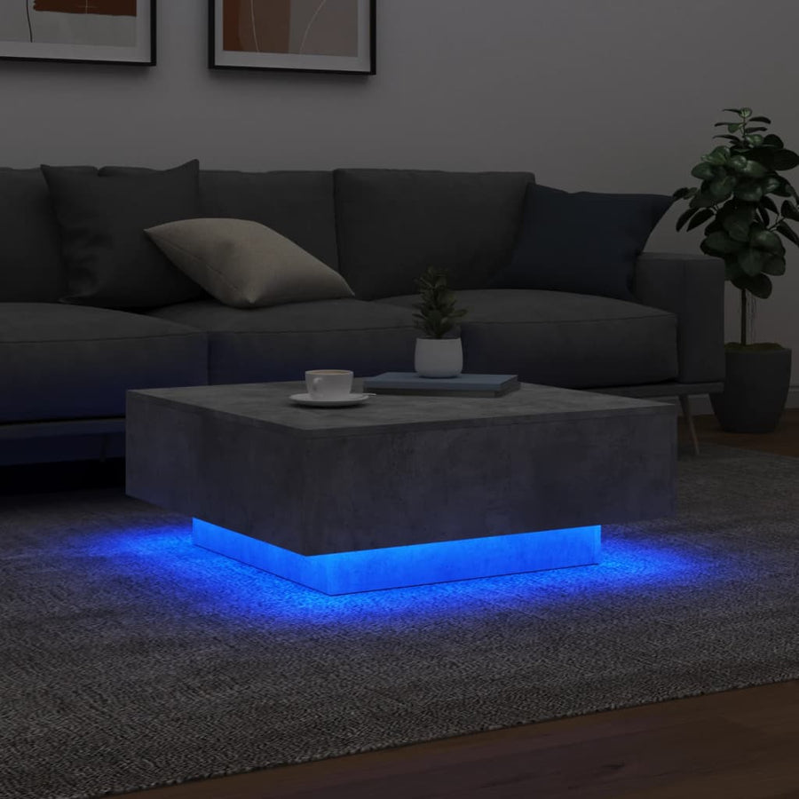 Salontafel Met Led-Verlichting 80 x 80 x 31 cm Betongrijs