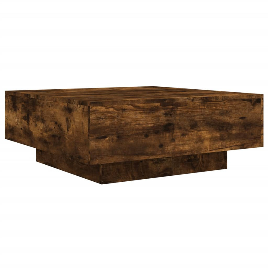 Salontafel Met Led-Verlichting Kleurig 80 x 80 x 31 cm Gerookt eiken