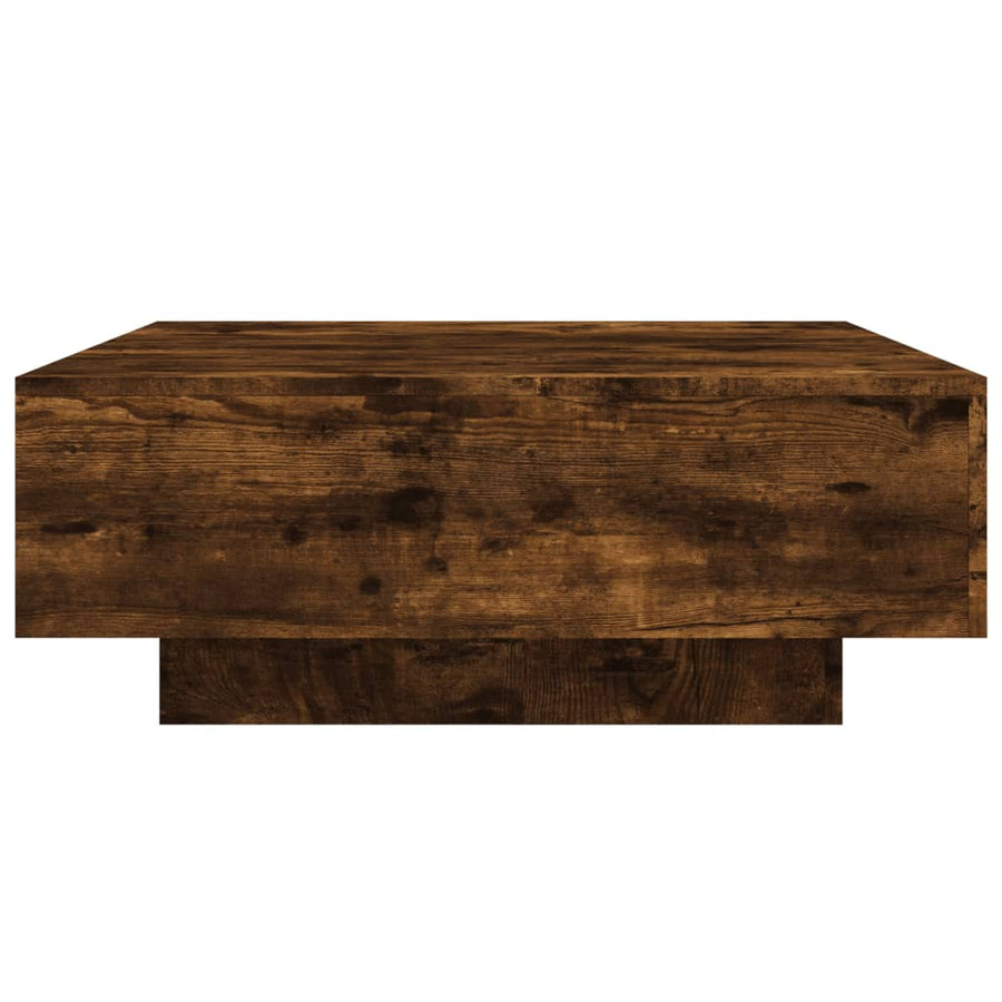 Salontafel Met Led-Verlichting Kleurig 80 x 80 x 31 cm Gerookt eiken