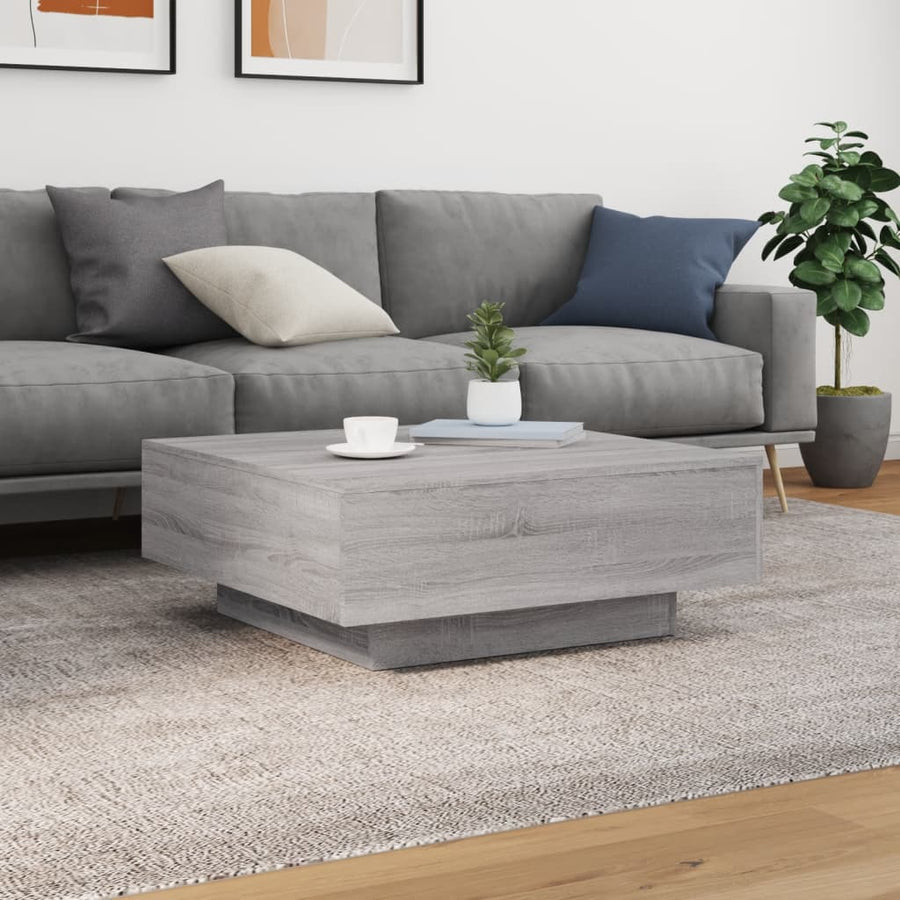 Salontafel Met Led-Verlichting Eiken 80 x 80 x 31 cm Grijs sonoma