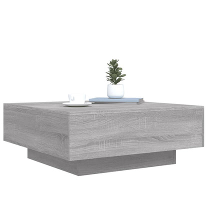 Salontafel Met Led-Verlichting Eiken 80 x 80 x 31 cm Grijs sonoma