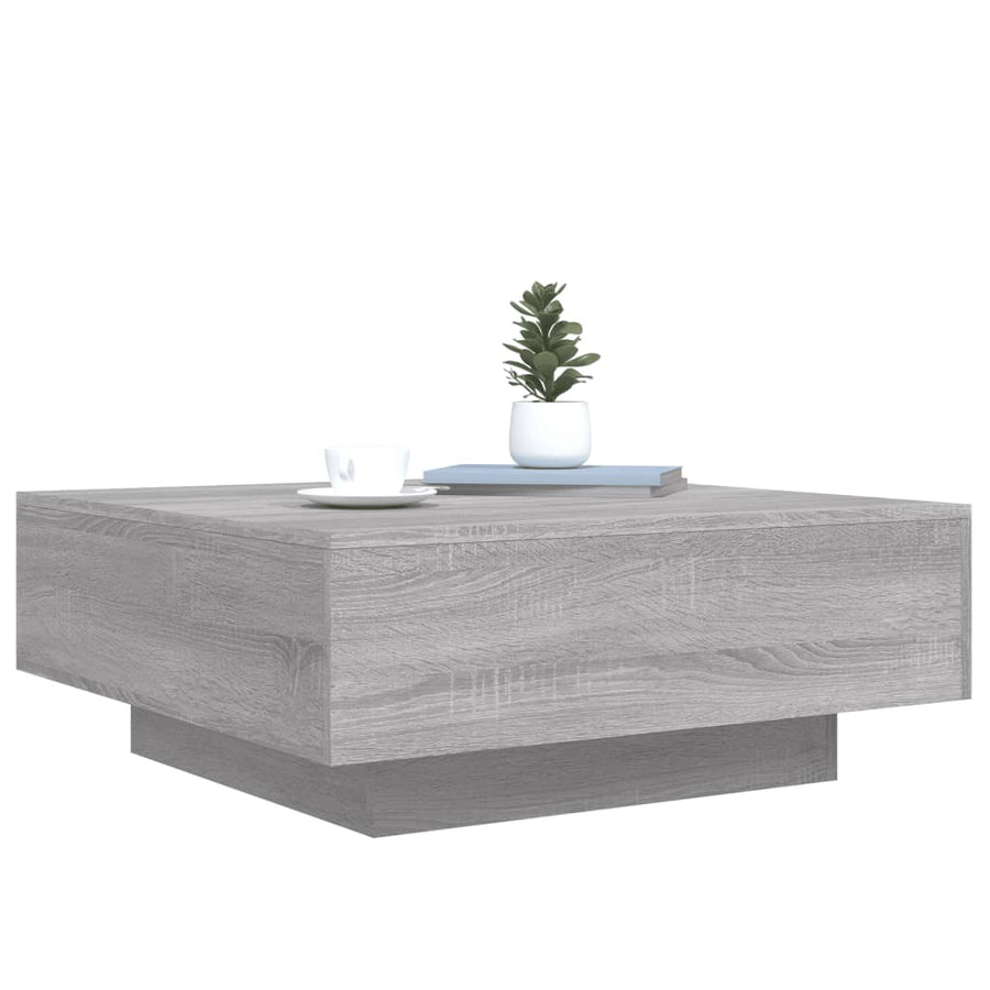 Salontafel Met Led-Verlichting Eiken 80 x 80 x 31 cm Grijs sonoma