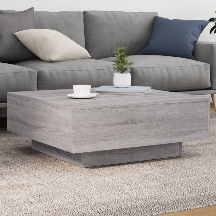 Salontafel Met Led-Verlichting Eiken 80 x 80 x 31 cm Grijs sonoma