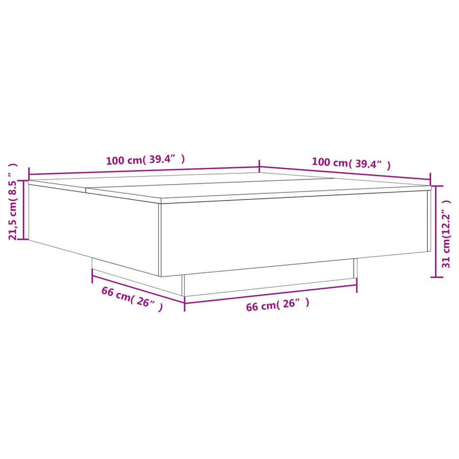 Salontafel Bewerkt Hout 100 x 100 x 31 cm Wit