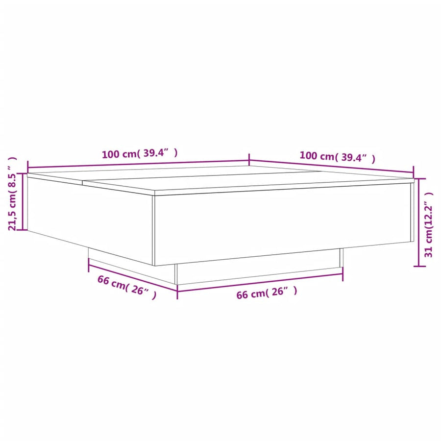 Salontafel 100x100x31 cm bewerkt hout betongrijs 100 x 100 x 31 cm Betongrijs