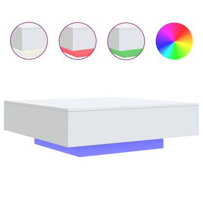 Salontafel Met Led-Verlichting 100 x 100 x 31 cm Wit
