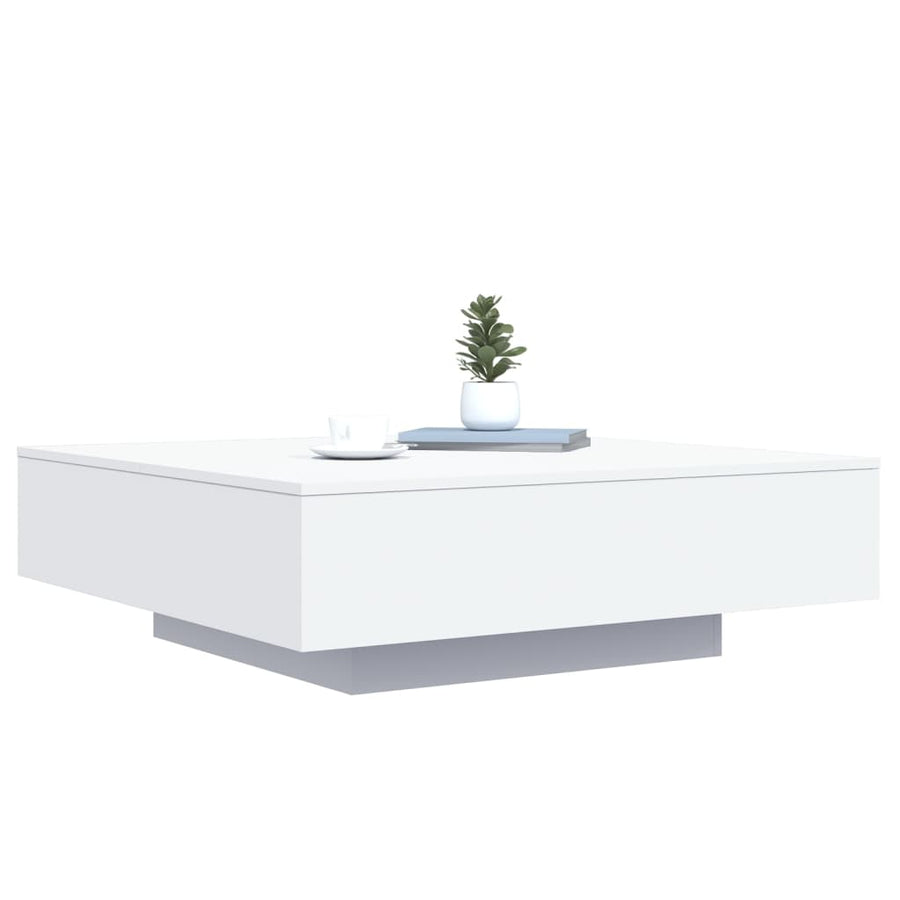 Salontafel Met Led-Verlichting 100 x 100 x 31 cm Wit