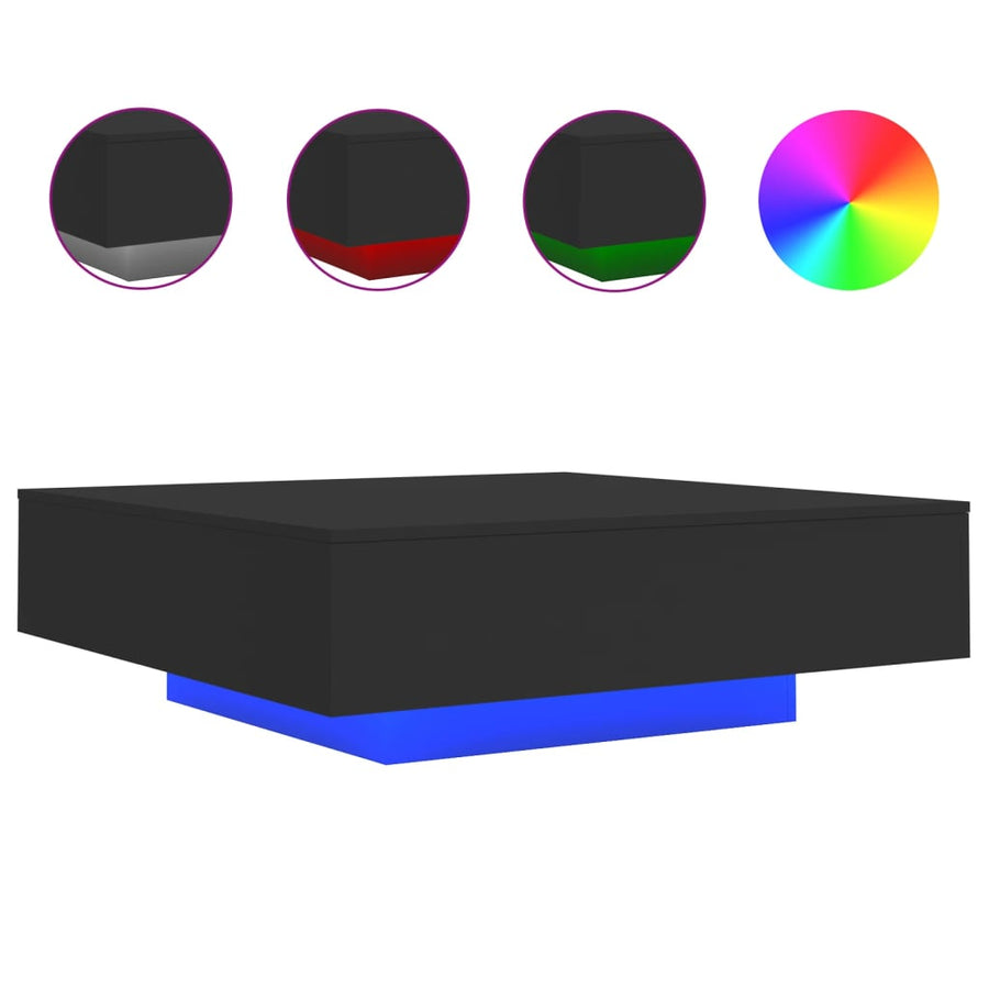 Salontafel Met Led-Verlichting 100 x 100 x 31 cm Zwart