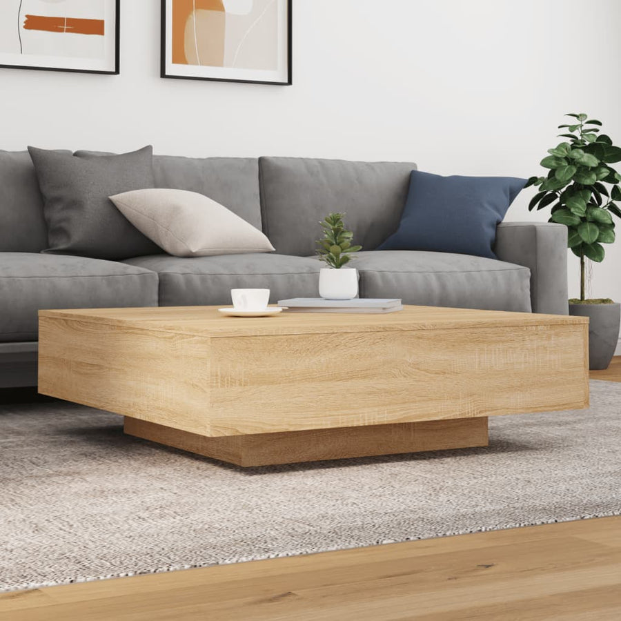 Salontafel Met Led-Verlichting Kleur 100 x 100 x 31 cm Sonoma eiken