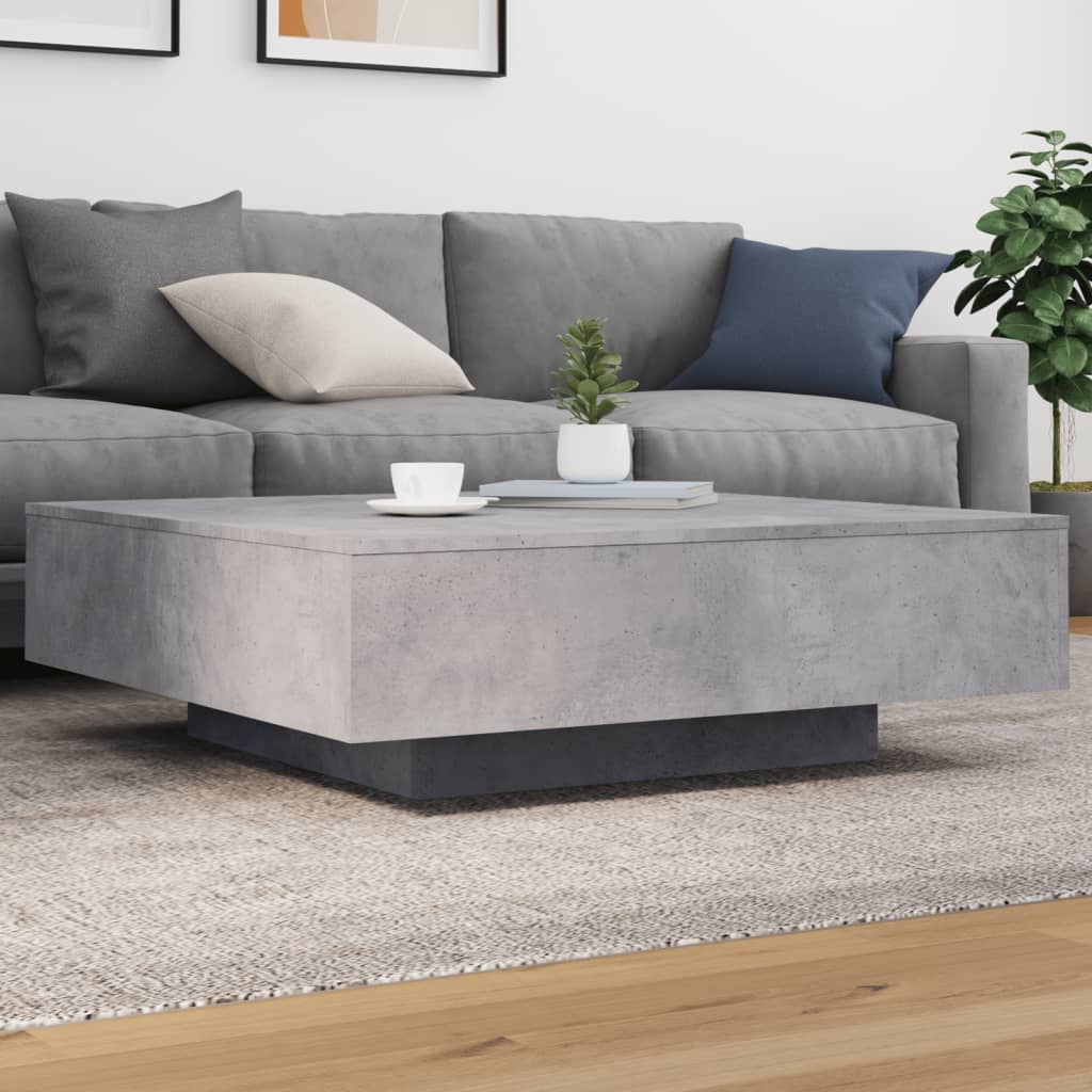 Salontafel Met Led-Verlichting 100 x 100 x 31 cm Betongrijs