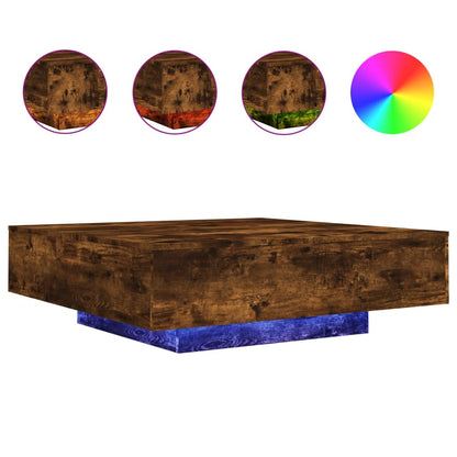 Salontafel Met Led-Verlichting Kleur 100 x 100 x 31 cm Gerookt eiken