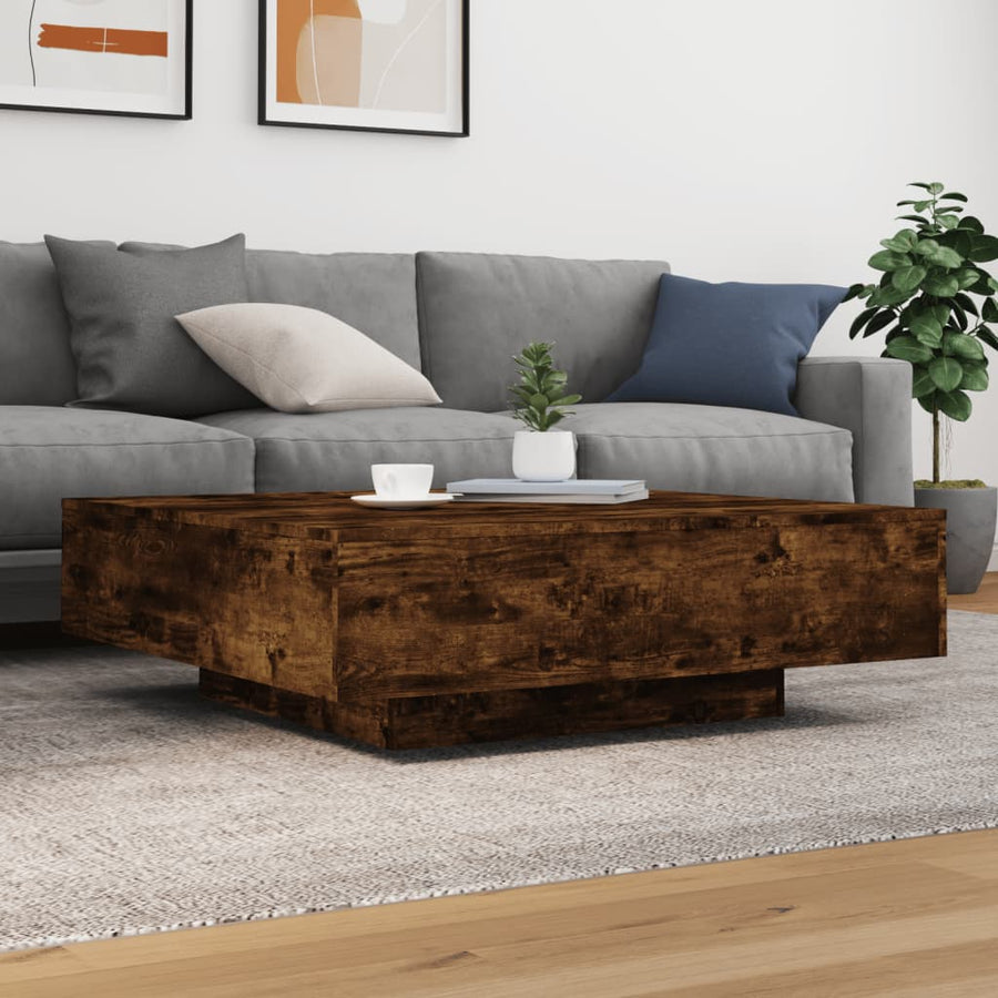 Salontafel Met Led-Verlichting Kleur 100 x 100 x 31 cm Gerookt eiken