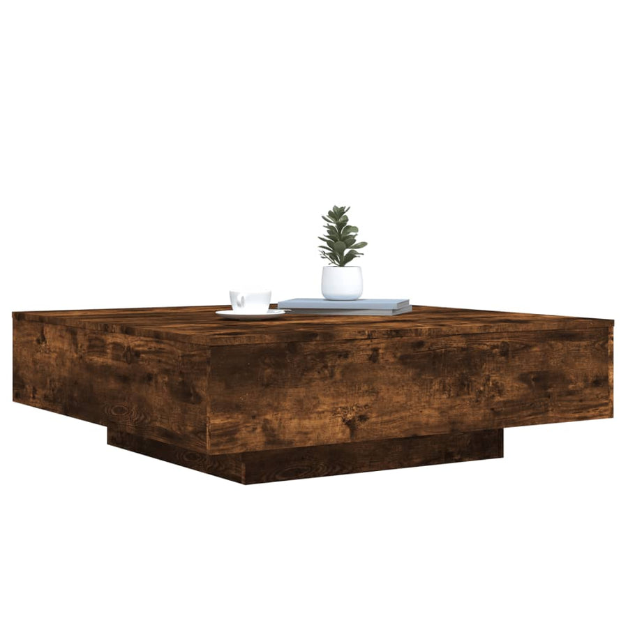 Salontafel Met Led-Verlichting Kleur 100 x 100 x 31 cm Gerookt eiken
