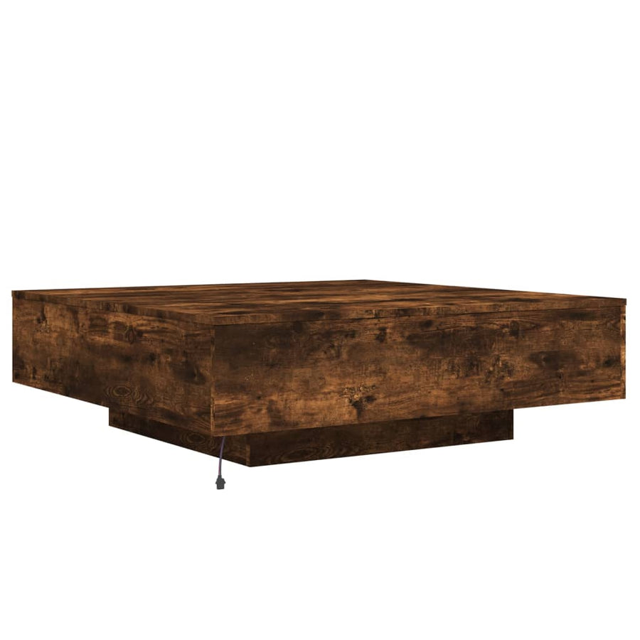 Salontafel Met Led-Verlichting Kleur 100 x 100 x 31 cm Gerookt eiken