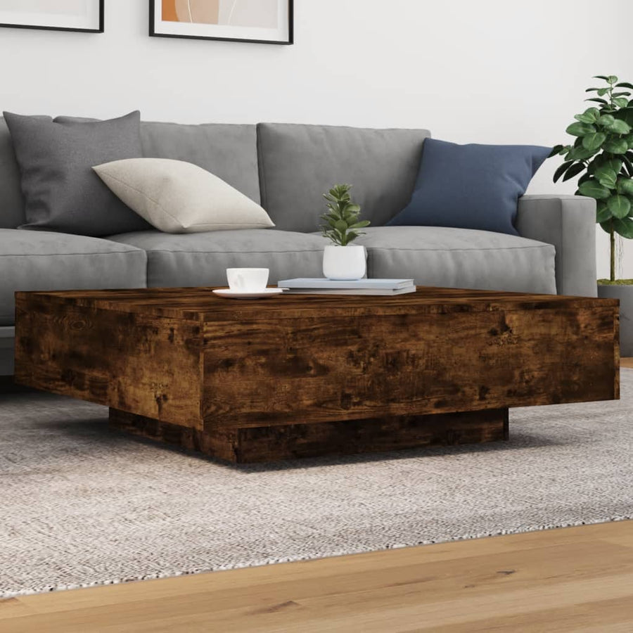 Salontafel Met Led-Verlichting Kleur 100 x 100 x 31 cm Gerookt eiken