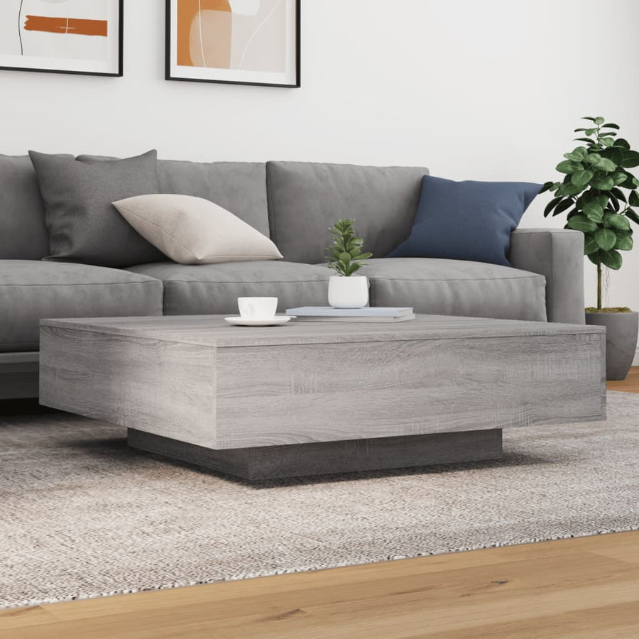 Salontafel Met Led-Verlichting Eiken 100 x 100 x 31 cm Grijs sonoma