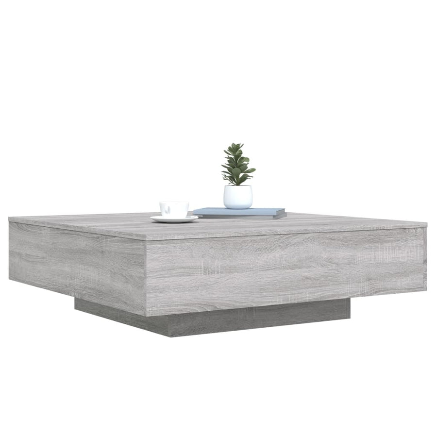 Salontafel Met Led-Verlichting Eiken 100 x 100 x 31 cm Grijs sonoma