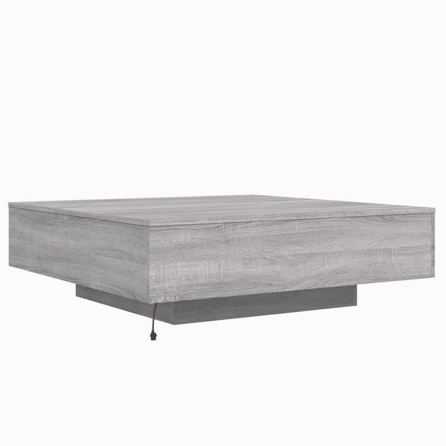 Salontafel Met Led-Verlichting Eiken 100 x 100 x 31 cm Grijs sonoma