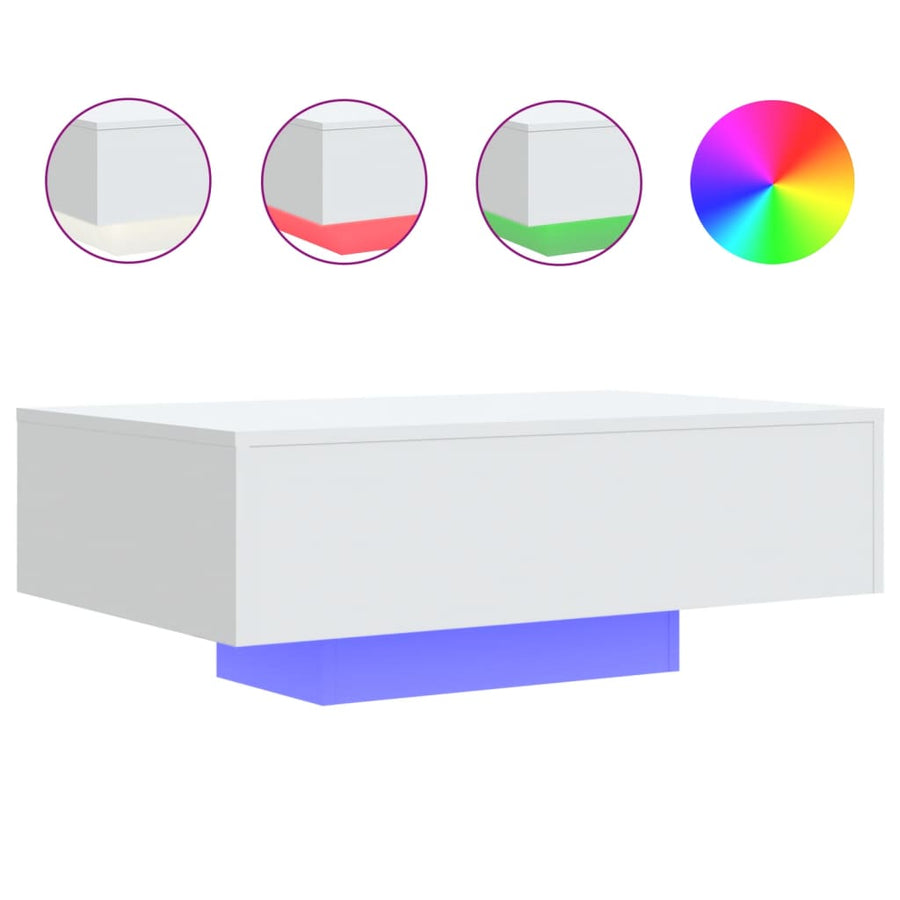 Salontafel Met Led-Verlichting 85 x 55 x 31 cm Wit
