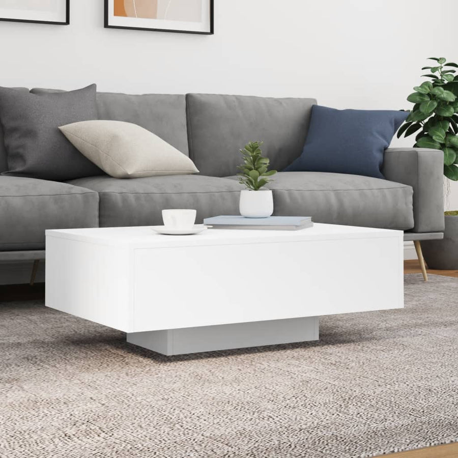 Salontafel Met Led-Verlichting 85 x 55 x 31 cm Wit