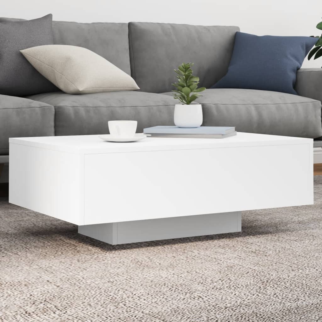 Salontafel Met Led-Verlichting 85 x 55 x 31 cm Wit