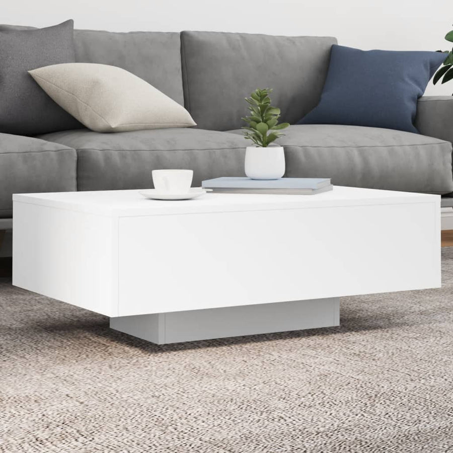 Salontafel Met Led-Verlichting 85 x 55 x 31 cm Wit