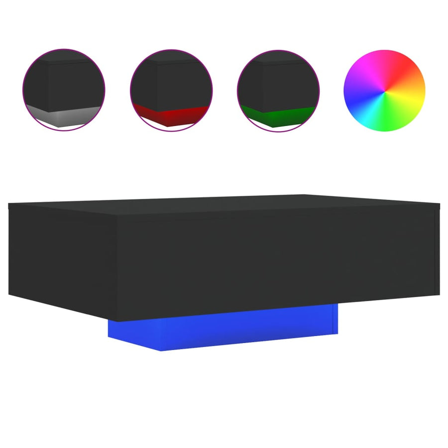Salontafel Met Led-Verlichting 85 x 55 x 31 cm Zwart
