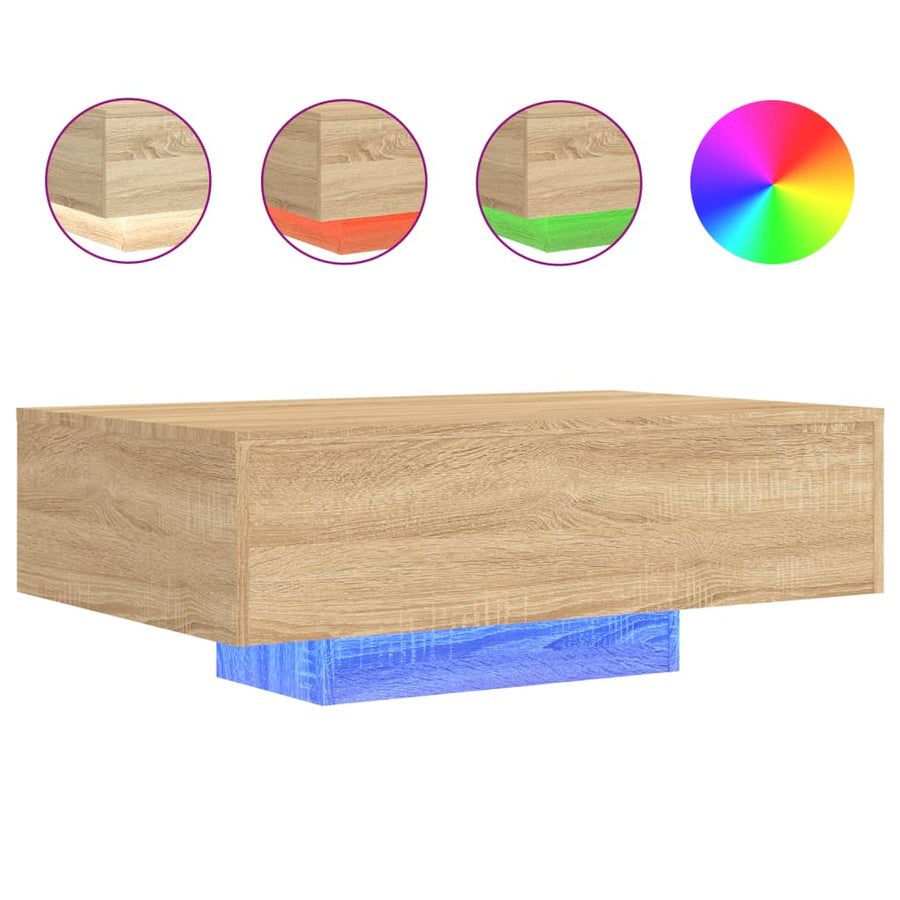 Salontafel Met Led-Verlichting Kleurig 85 x 55 x 31 cm Sonoma eiken