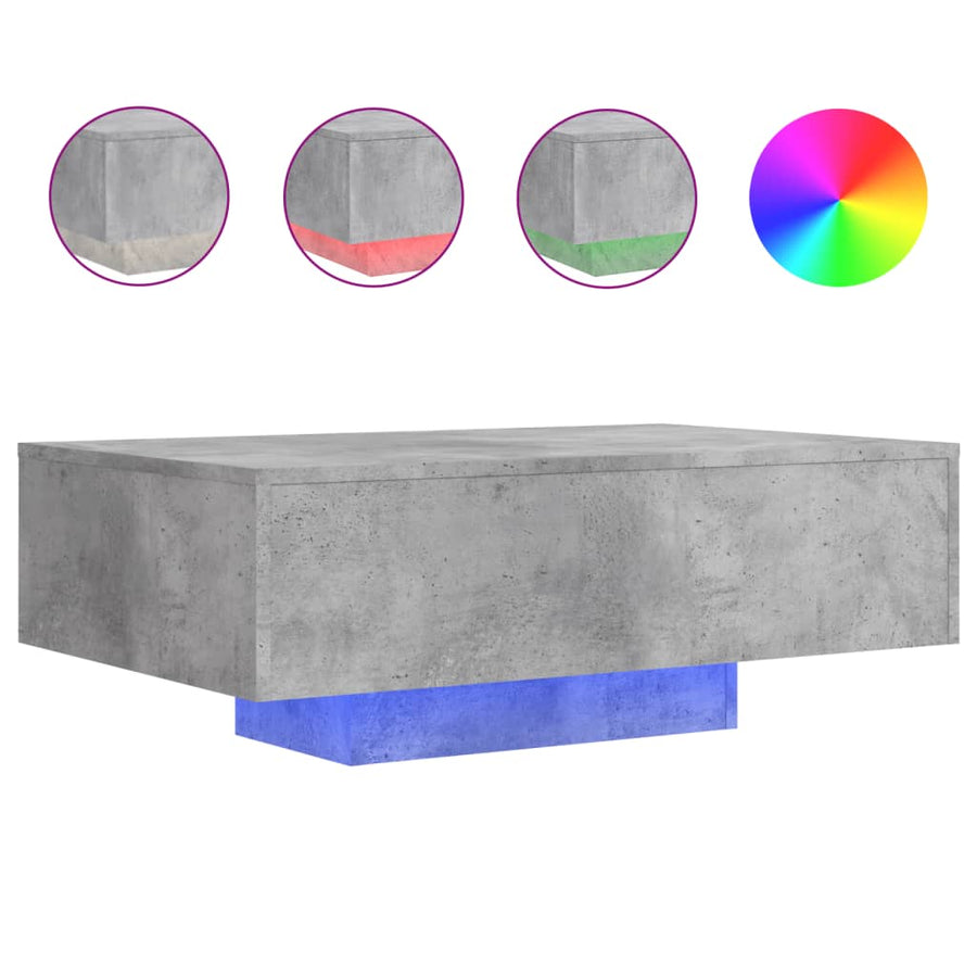 Salontafel Met Led-Verlichting 85 x 55 x 31 cm Betongrijs