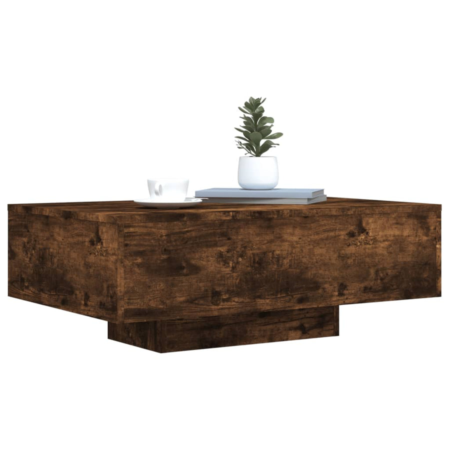 Salontafel Met Led-Verlichting Kleurig 85 x 55 x 31 cm Gerookt eiken