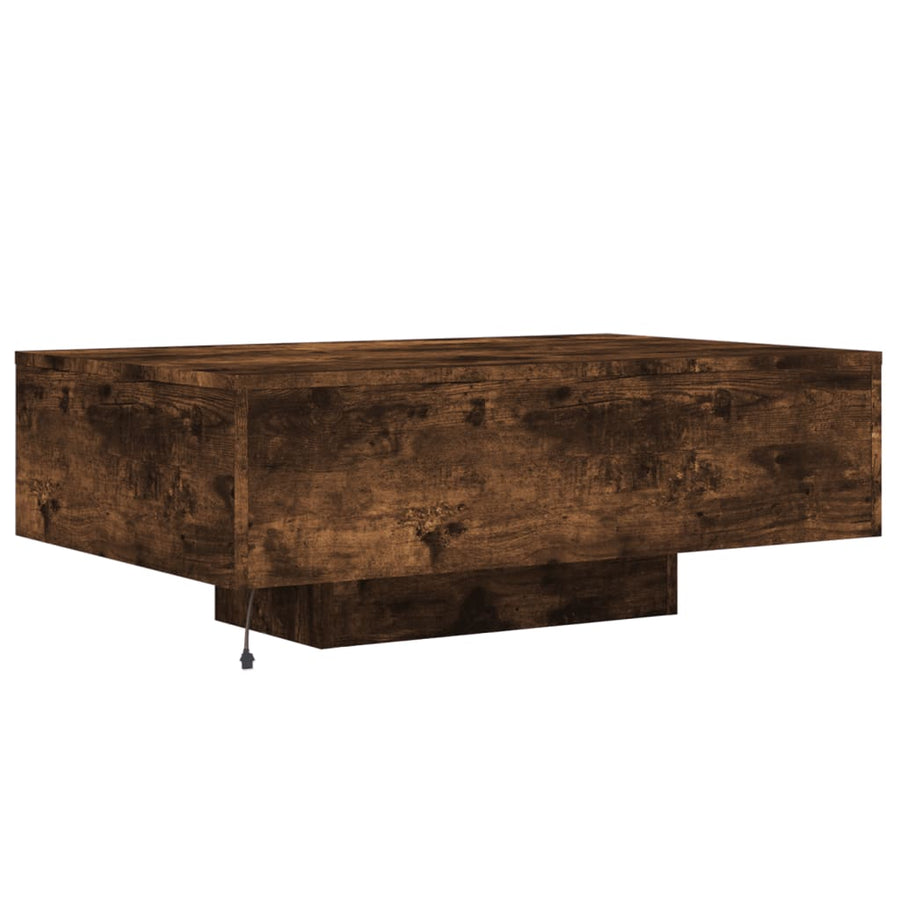 Salontafel Met Led-Verlichting Kleurig 85 x 55 x 31 cm Gerookt eiken