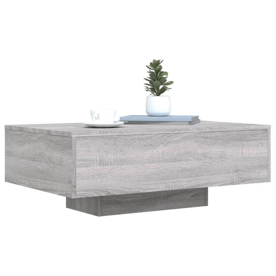 Salontafel Met Led-Verlichting Eiken 85 x 55 x 31 cm Grijs sonoma