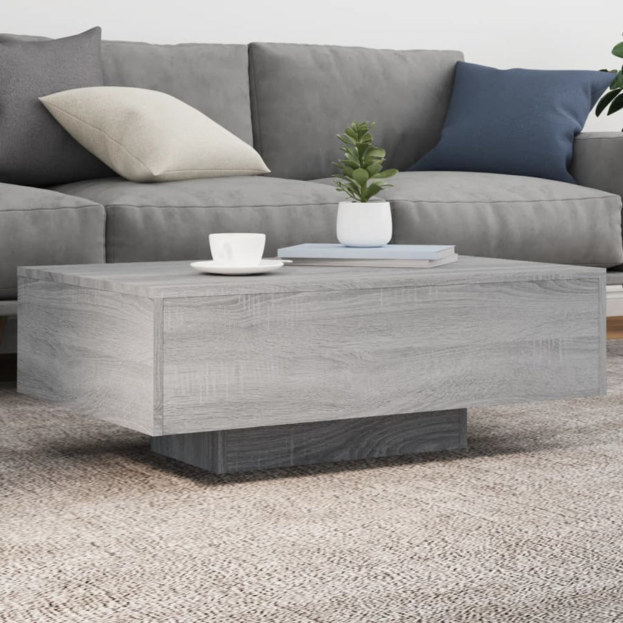 Salontafel Met Led-Verlichting Eiken 85 x 55 x 31 cm Grijs sonoma
