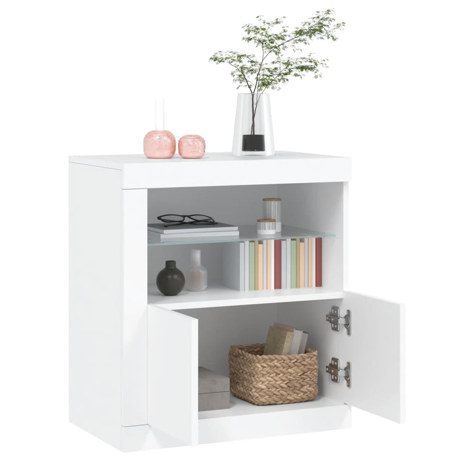 Dressoir Met Led-Verlichting 60,5X37X67 Cm Wit