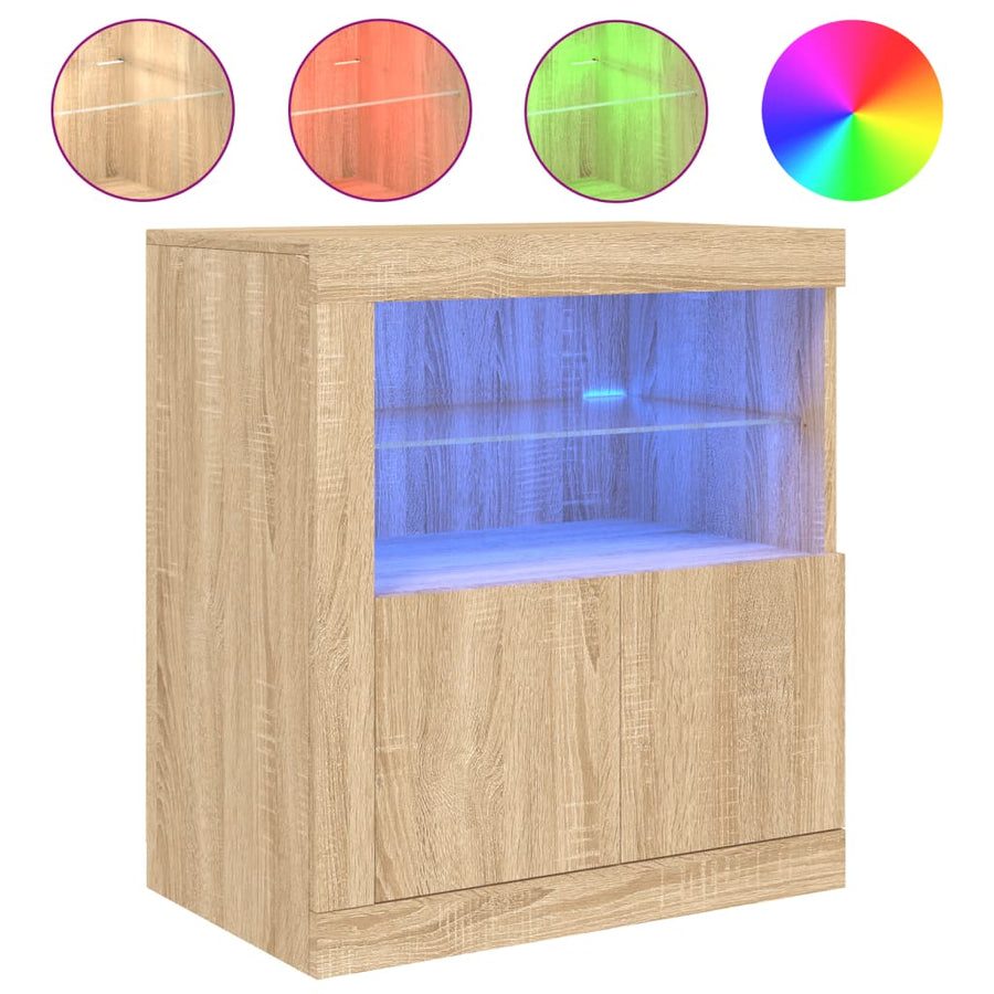 Dressoir Met Led-Verlichting 60,5X37X67 Cm Kleurig Sonoma eiken
