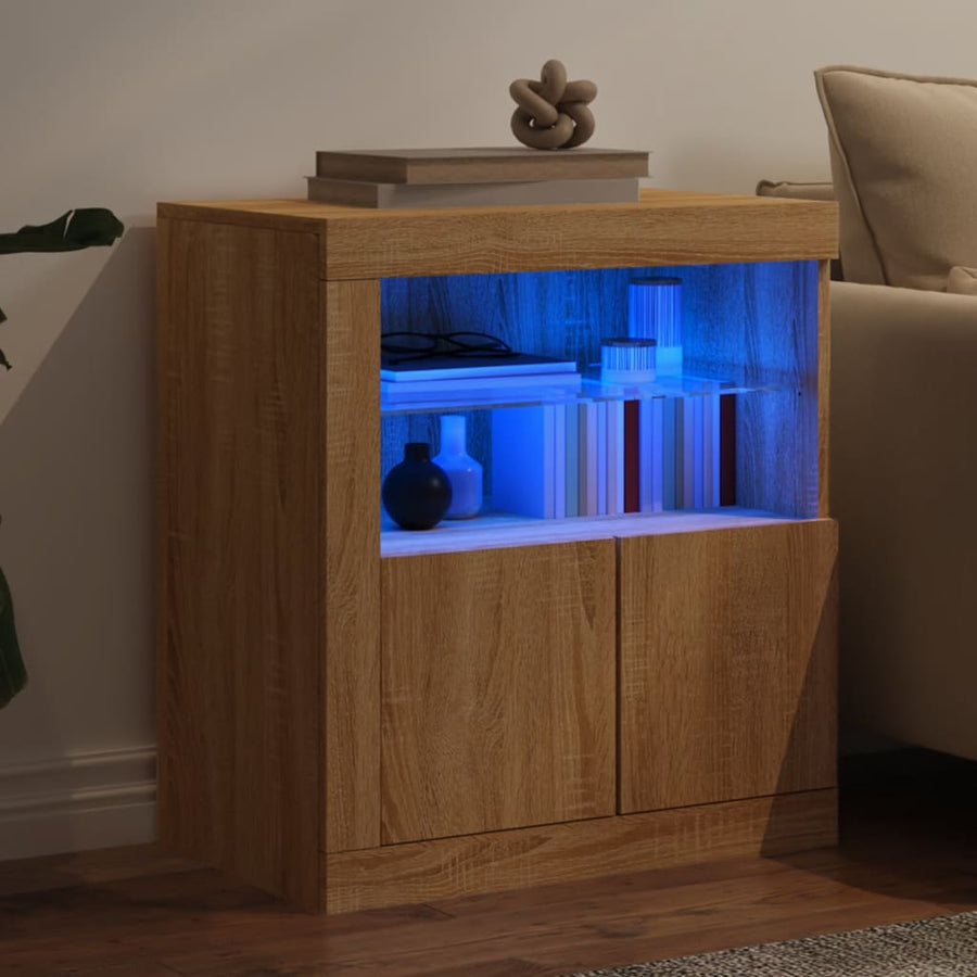 Dressoir Met Led-Verlichting 60,5X37X67 Cm Kleurig Sonoma eiken